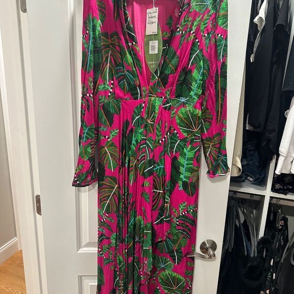 Farm Rio Leaves Print Long Sleeve Maxi Dress - Picture 3 of 3